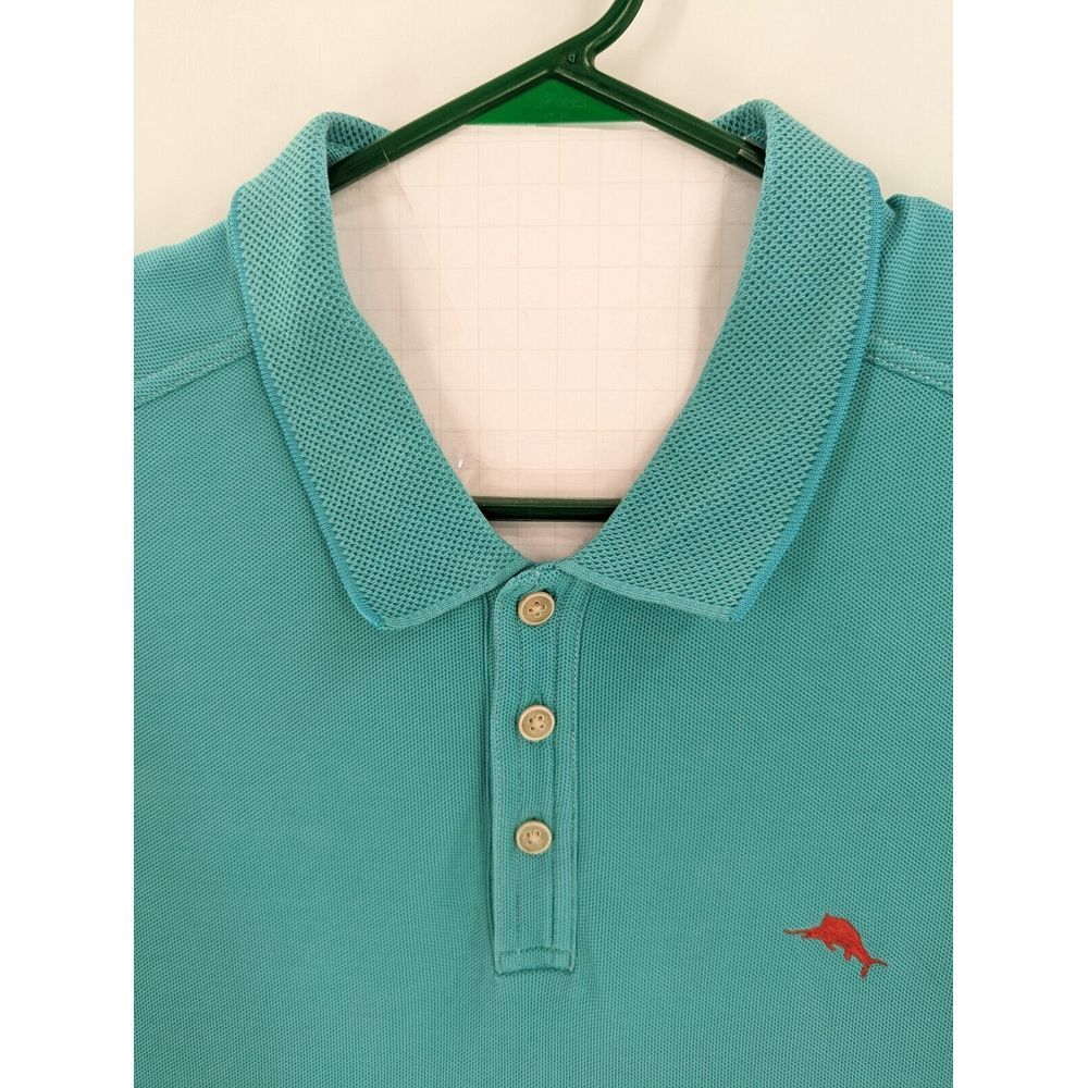 Tommy Bahama Supima Cotton Men's Teal Short Sleeve Marlin Polo Shirt, Size XL - Picture 7 of 9